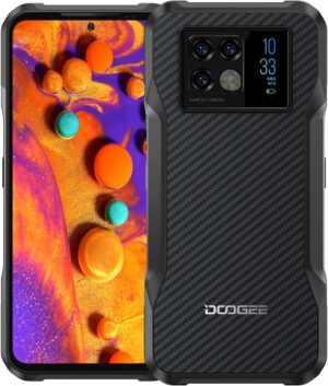 هاتف ذكي V20 5G متين مفتوح من دوجي، كاميرا 64MP + 20MP مع رؤية ليلية، 6000mAh، 8GB + 256GB، اندرويد 11، مقاوم للماء IP68، ان اف سي (اسود)