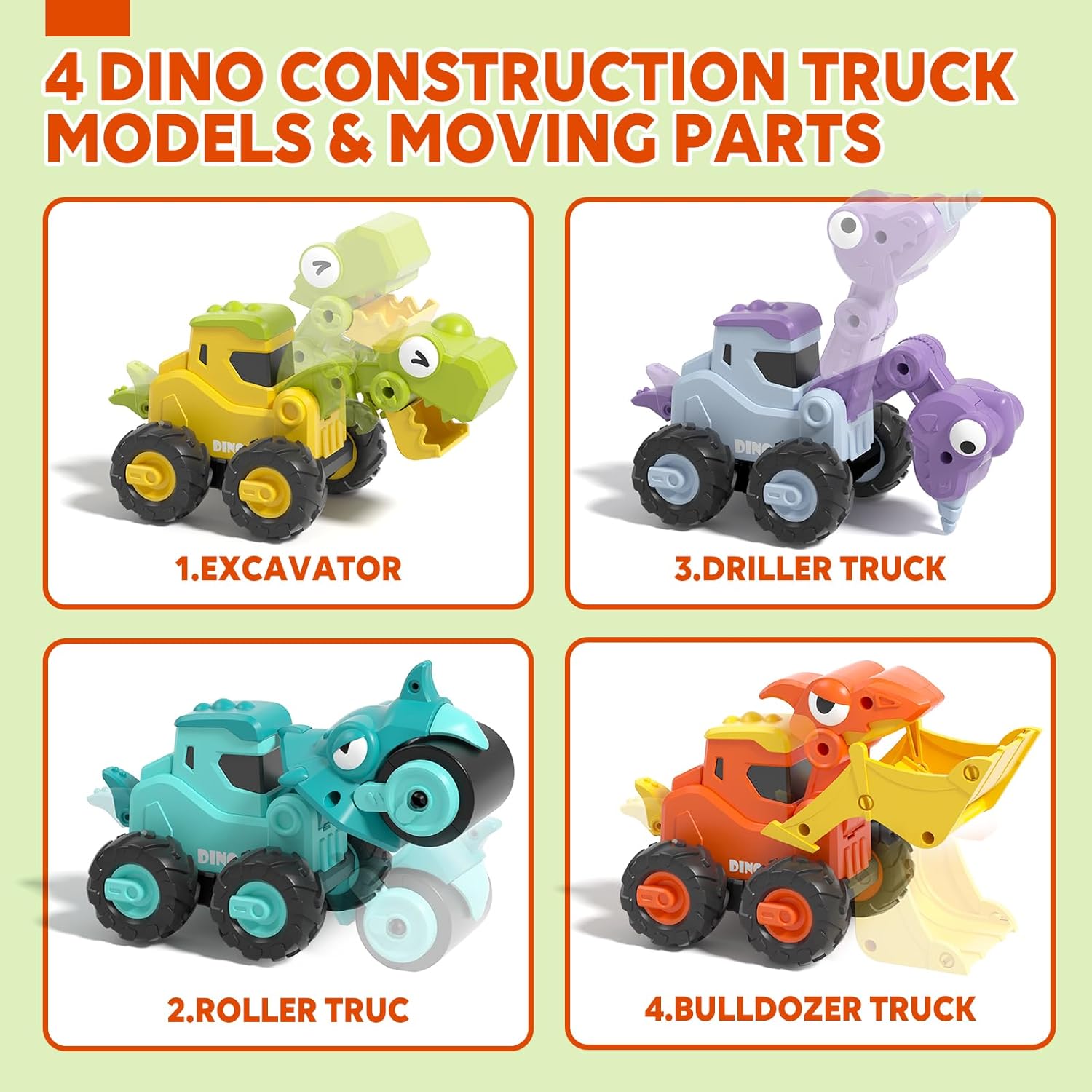 Lehoo Castle Dinosaur Toys for 1 Year Old Boys, Press and Go Construction Toys Excavator Toy Car for Toddlers 1-3, Baby Boy Gifts for 1 Year Old Boy 2 Lehoo Castle Dinosaur Toys for 1 Year Old Boys, Press and Go Construction Toys Excavator Toy Car for Toddlers 1-3, Baby Boy Gifts for 1 Year Old Boy - الصورة 2