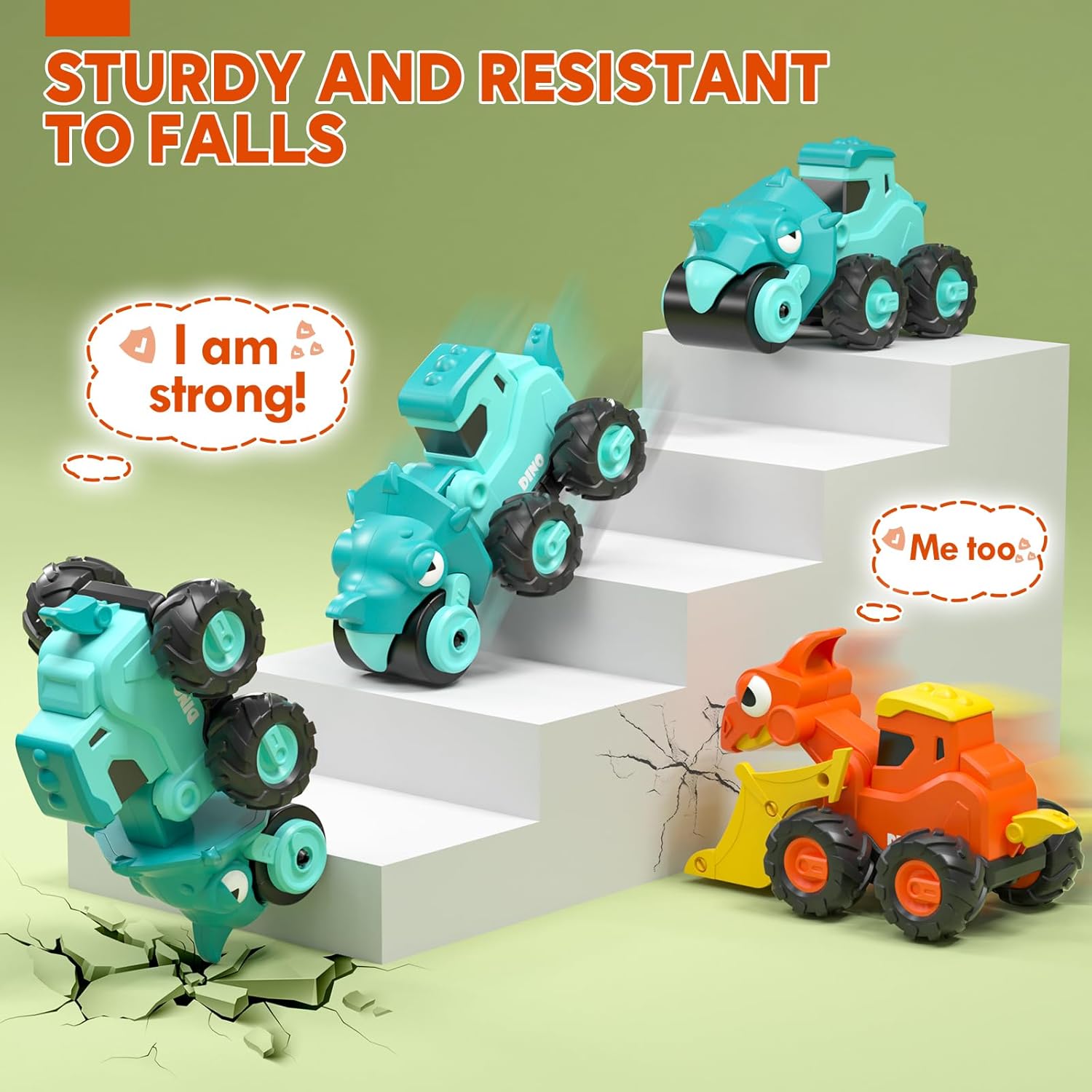 Lehoo Castle Dinosaur Toys for 1 Year Old Boys, Press and Go Construction Toys Excavator Toy Car for Toddlers 1-3, Baby Boy Gifts for 1 Year Old Boy 7 Lehoo Castle Dinosaur Toys for 1 Year Old Boys, Press and Go Construction Toys Excavator Toy Car for Toddlers 1-3, Baby Boy Gifts for 1 Year Old Boy - الصورة 7