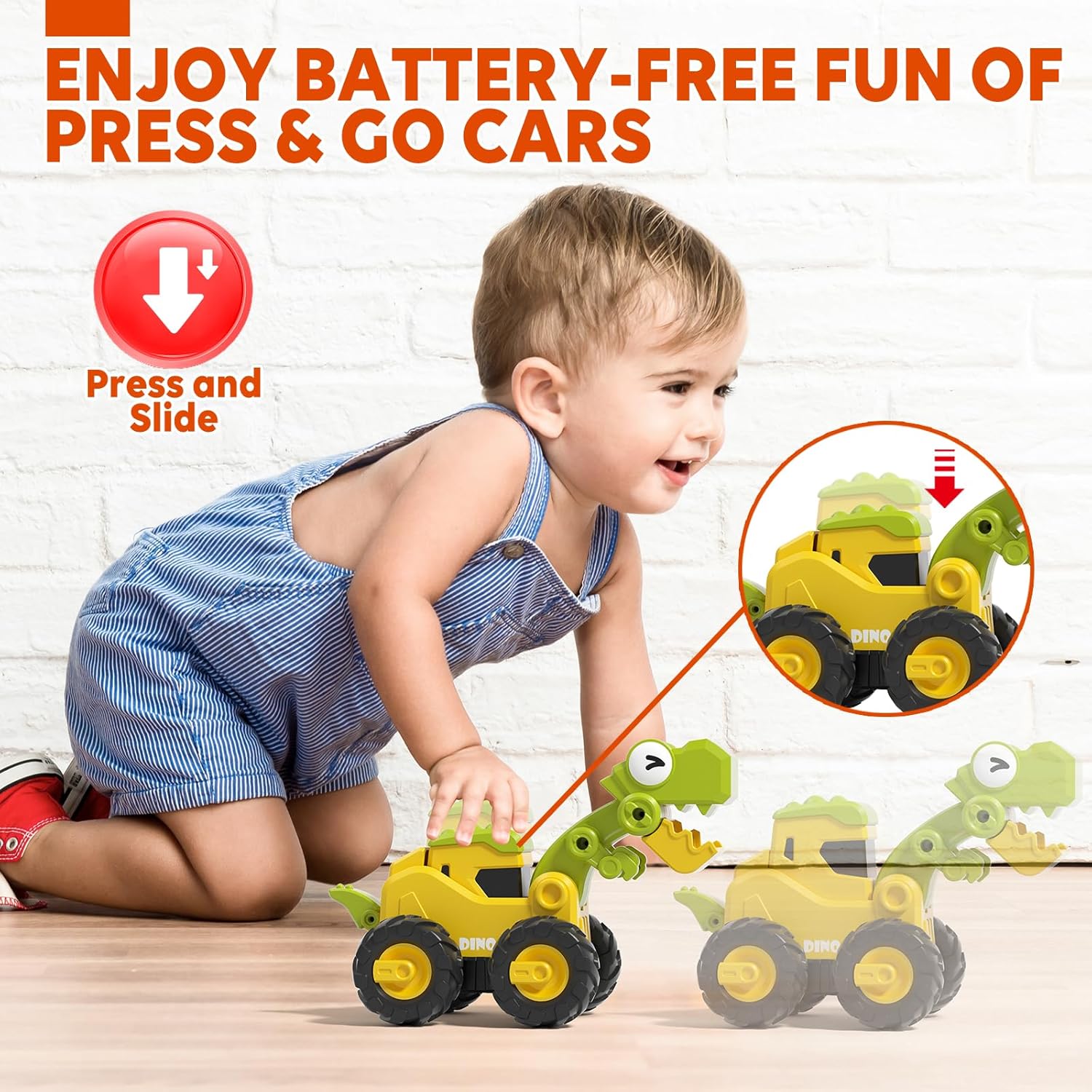 Lehoo Castle Dinosaur Toys for 1 Year Old Boys, Press and Go Construction Toys Excavator Toy Car for Toddlers 1-3, Baby Boy Gifts for 1 Year Old Boy 4 Lehoo Castle Dinosaur Toys for 1 Year Old Boys, Press and Go Construction Toys Excavator Toy Car for Toddlers 1-3, Baby Boy Gifts for 1 Year Old Boy - الصورة 4