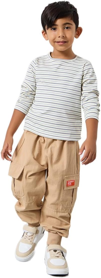 Styli Boys Striped Ribbed Long Sleeve T-Shirt 1 Styli Boys Striped Ribbed Long Sleeve T-Shirt