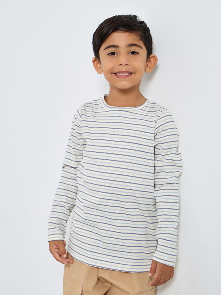 Styli Boys Striped Ribbed Long Sleeve T-Shirt 2 Styli Boys Striped Ribbed Long Sleeve T-Shirt - الصورة 2