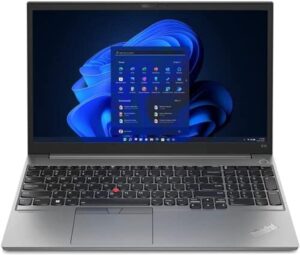 لابتوب اعمال ثينك باد E15 الجيل الرابع 15.6 انش FHD 1920×1080 IPS ومعالج انتل سداسي النواة i5-1235U الجيل 12 بتردد 3.30GHz وذاكرة DDR4 16GB وSSD 512GB وانتل ايرس اكس اي وثاندربولت وويندوز 10