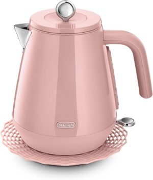 ديلونجي غلاية معدنية خالية من البيسفينول ايه KBY3001.PK من ايكليتيكا، تصميم قابل للتخصيص، غلاية كهربائية سريعة الغليان، سعة كبيرة 5 كوارت، فلتر مضاد للقاذورات، قاعدة دوارة