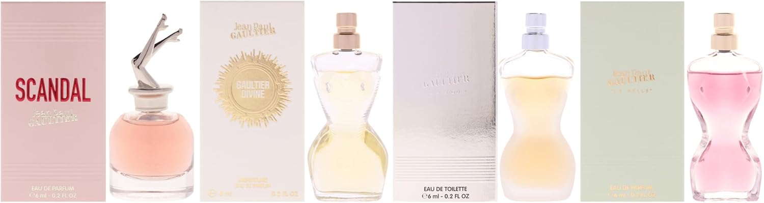 مجموعة عطور صغيرة للنساء من جان بول جالتيير، 4 قطع (لا بيل، سكاندال، كلاسيك، ديفين) 2 مجموعة عطور صغيرة للنساء من جان بول جالتيير، 4 قطع (لا بيل، سكاندال، كلاسيك، ديفين) - الصورة 2