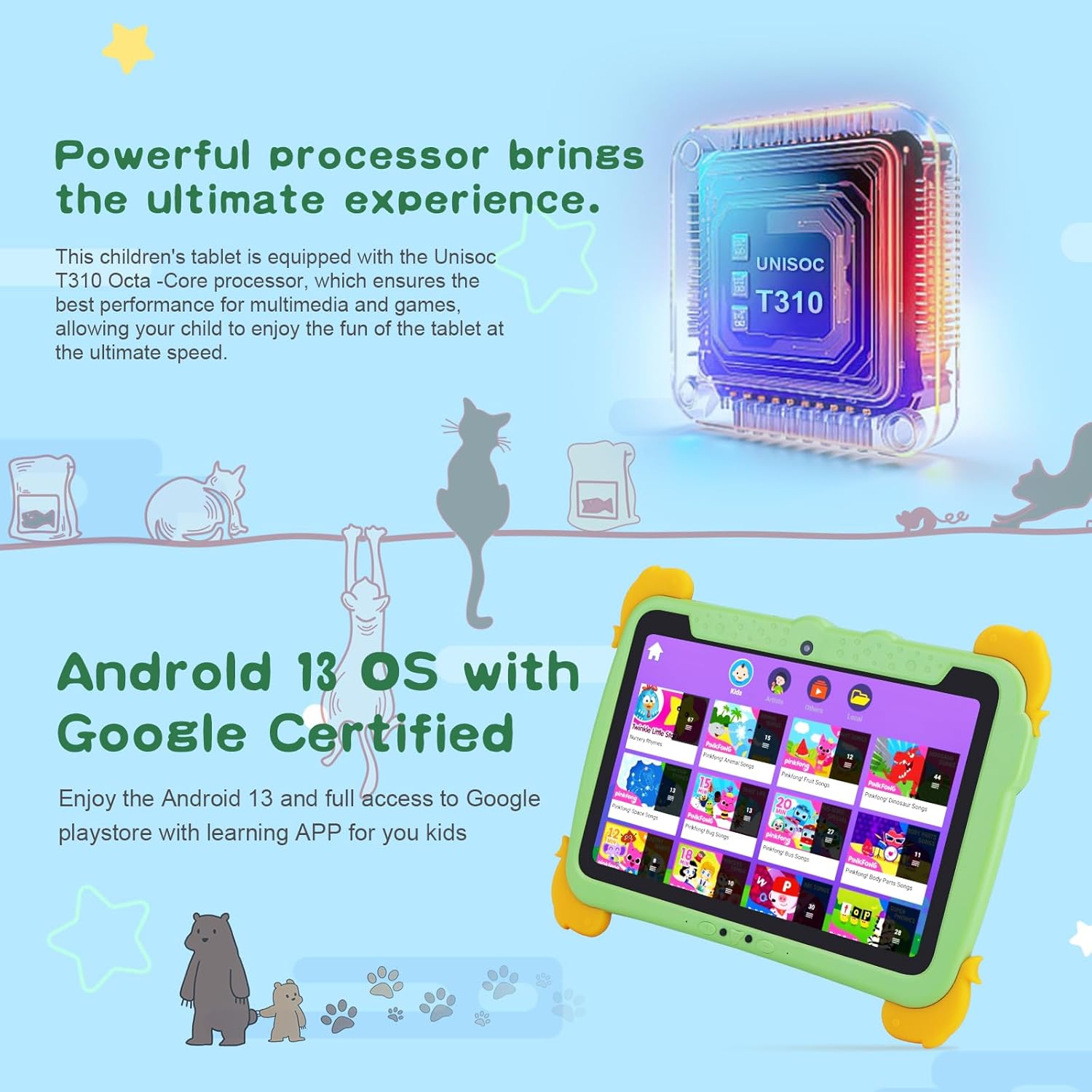 تابلت للاطفال من سي ايديا 10.1 انش، تابلت اندرويد 13 للاطفال، تابلت للاطفال 4GB RAM + 64GB ROM (1TB TF)، شاشة FHD IPS، بطارية 5 ساعات، واي فاي 5G، هدية رائعة للاطفال (اخضر) 2 تابلت للاطفال من سي ايديا 10.1 انش، تابلت اندرويد 13 للاطفال، تابلت للاطفال 4GB RAM + 64GB ROM (1TB TF)، شاشة FHD IPS، بطارية 5 ساعات، واي فاي 5G، هدية رائعة للاطفال (اخضر) - الصورة 2