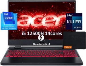 لابتوب العاب ايسر نيترو 5 2022 بشاشة IPS 15.6 انش 144Hz انتل كور i5 جيل 12 12500H بطاقة انفيديا جيفورس RTX 3050 واجهة ثاندربولت 4 واي فاي كيلر 6 وويندوز 11 و8GB RAM و512GB PCIe SSD مع قاعدة ماوس
