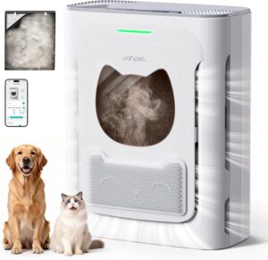 uahpet Pet Air Purifier for Home Large Room up to 2200sq ft, H13 HEPA Washable Filter, Air Purifiers for Pet Hair Dander Smoke Dust Odors, Air Quality Monitor for Bedroom Office Living Room, White