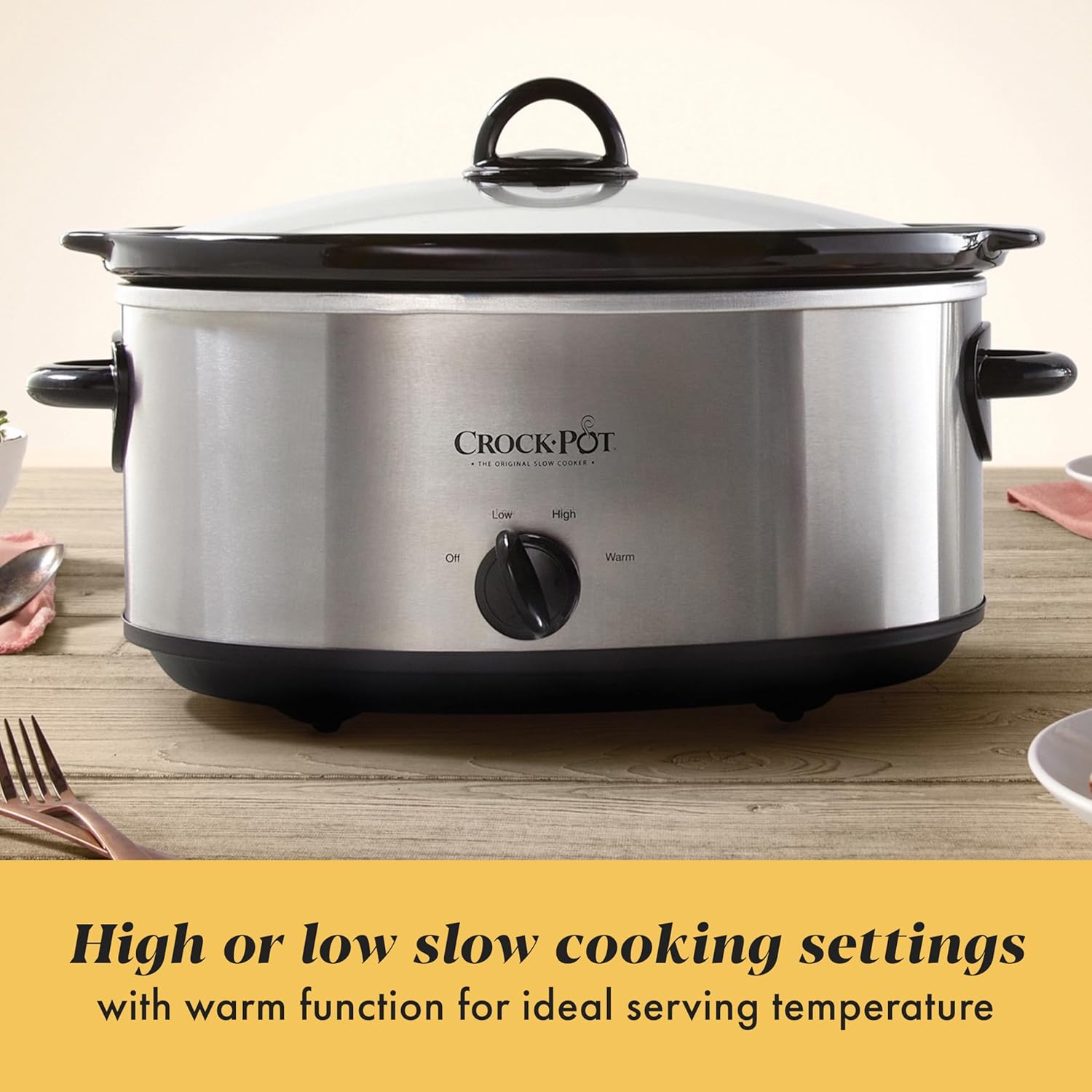 كروك-بوت طنجرة طهي بطيئة بيضاوية يدوية سعة 7 كوارت، ستانلس ستيل (SCV700-S-BR) 3 كروك-بوت طنجرة طهي بطيئة بيضاوية يدوية سعة 7 كوارت، ستانلس ستيل (SCV700-S-BR) - الصورة 3