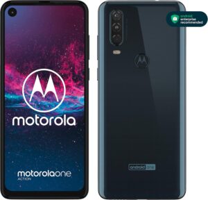 موتورولا هاتف ذكي ون اكشن ثنائي شرائح الاتصال XT2013 128GB (جي اس ام فقط، بدون سي دي ام ايه) هاتف ذكي 4G/LTE مفتوح من المصنع - اصدار عالمي (ازرق دينيم)