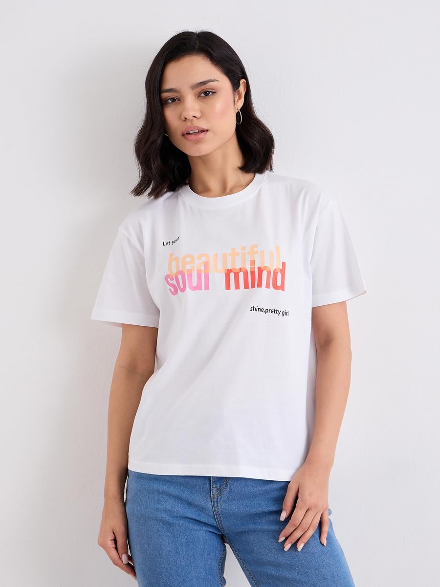 1783518727 Styli Women Slogan Print Round Neck T Shirt