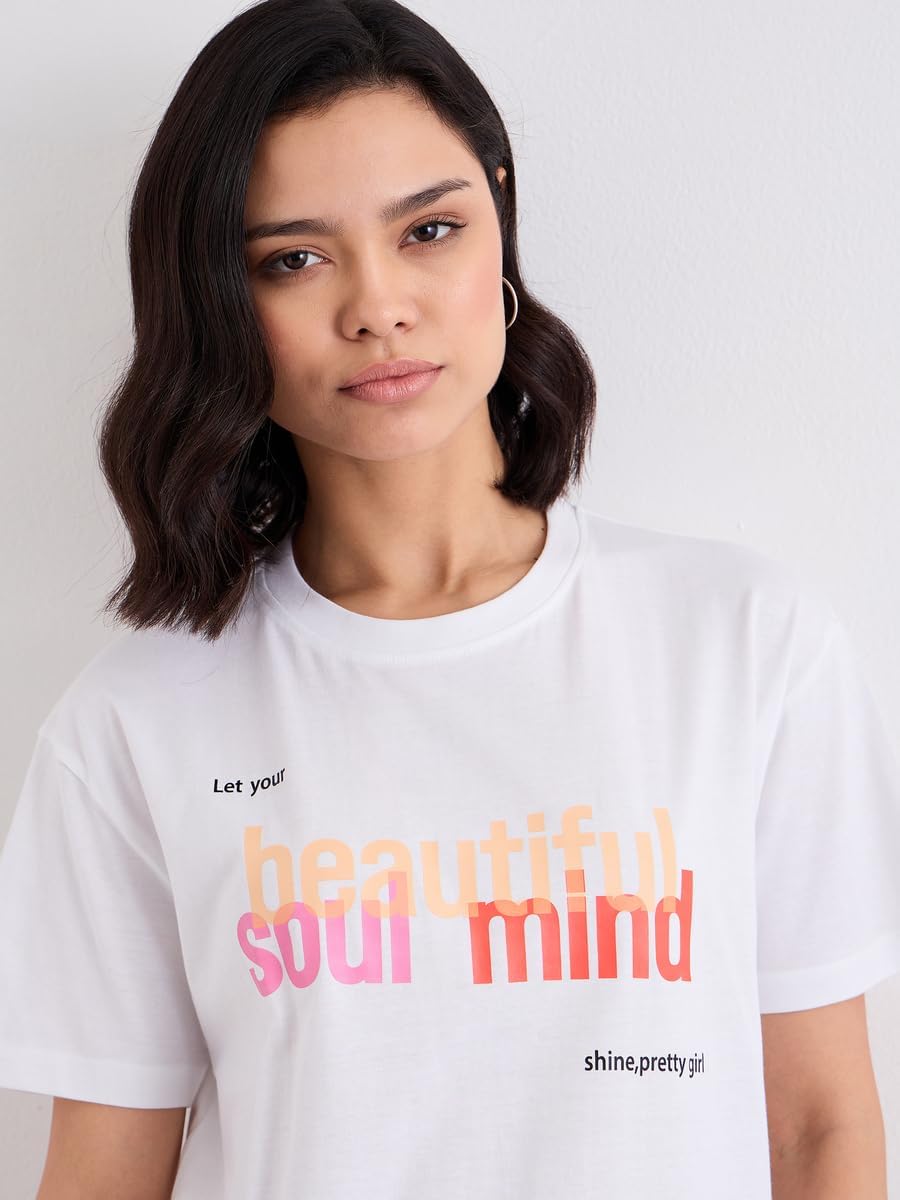 1783518729 Styli Women Slogan Print Round Neck T Shirt