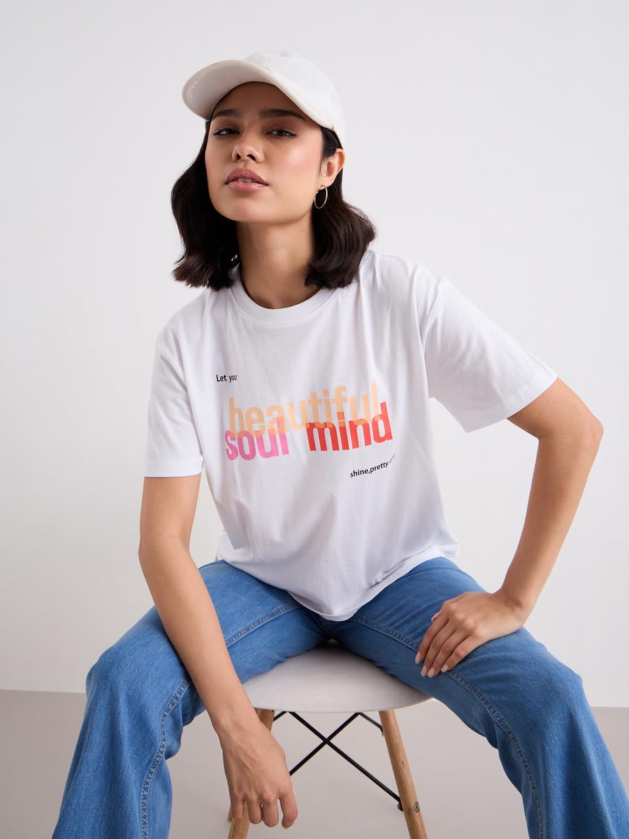 1783518733 Styli Women Slogan Print Round Neck T Shirt