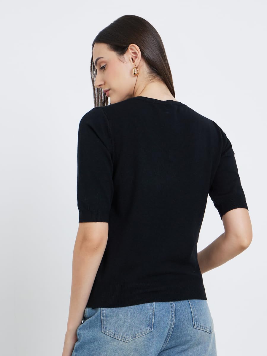 Styli Women Solid Knitted V-Neck Top - 8 1783664978 Styli Women Solid Knitted V Neck Top