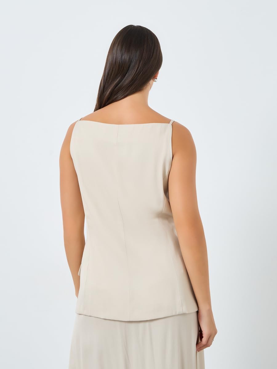 Styli Women Strappy Square Neck Buttoned Top - 8 1783823499 Styli Women Strappy Square Neck Buttoned Top