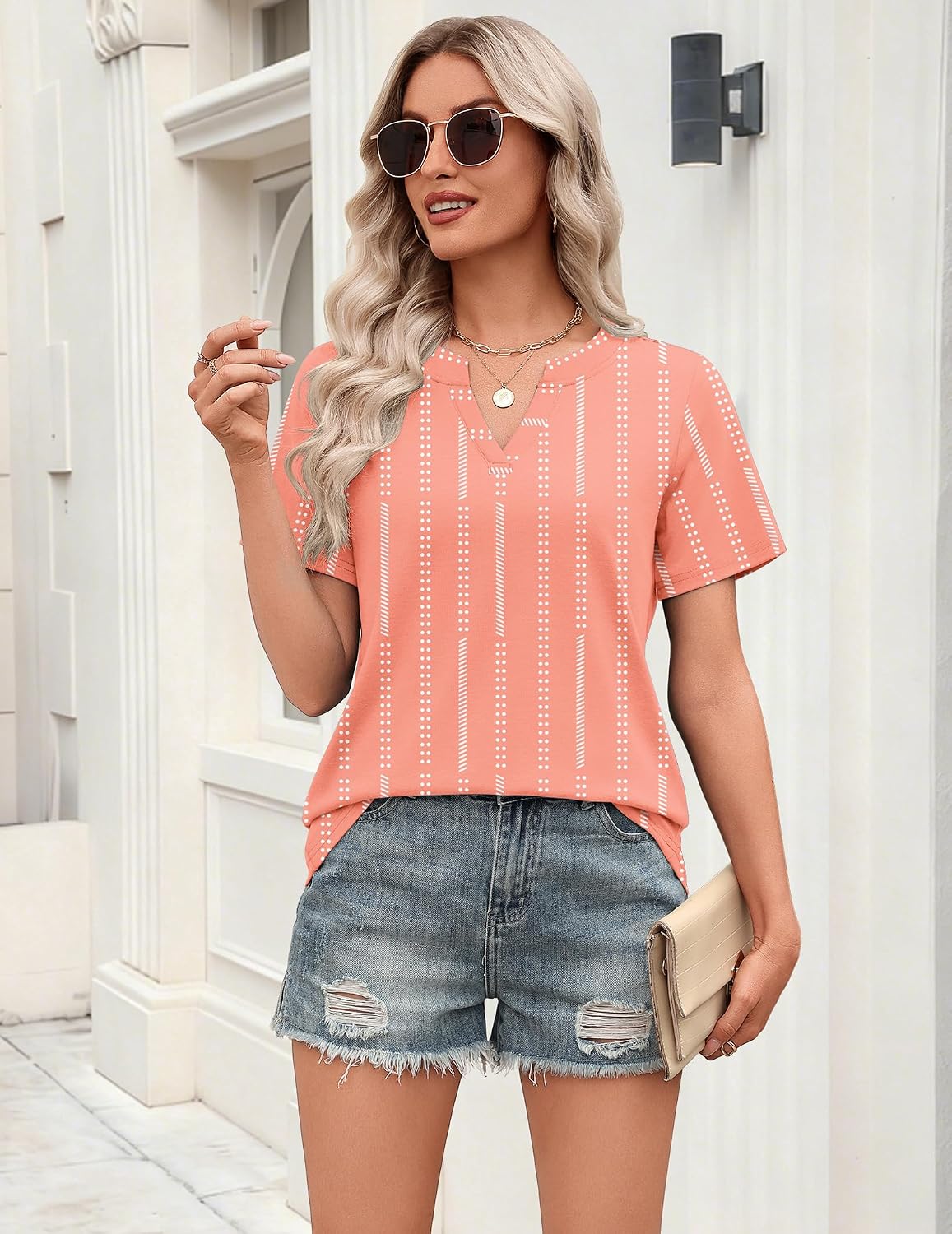 1785468657 Zeagoo Womens Tops Short Sleeve V Neck Tee Shirts Cute Dressy Casual Clothing Business Work Blouse