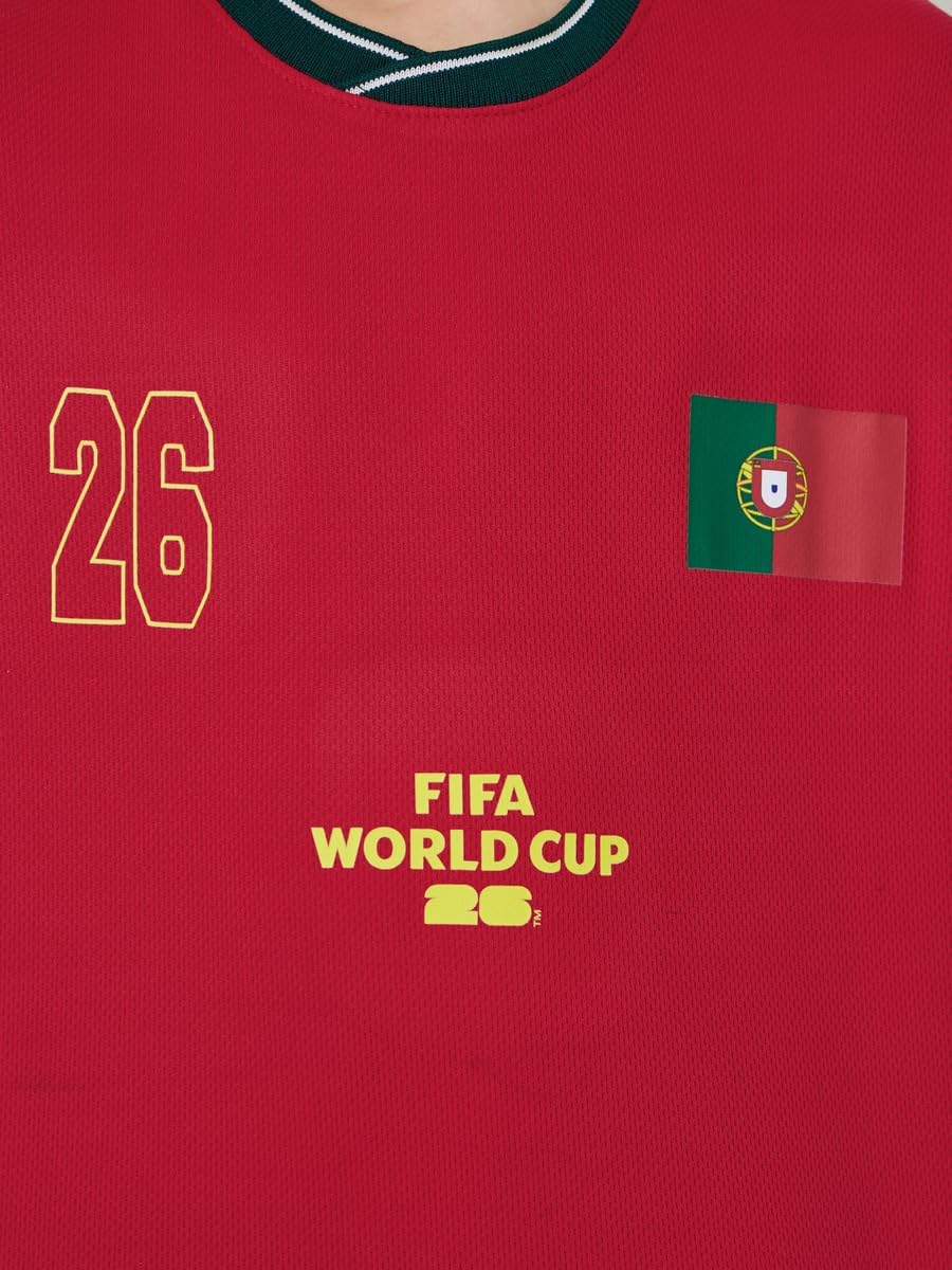 تيشيرت تينز مطبوع عليه شعار منتخب البرتغال لكرة القدم من ستايلي، أحمر، مقاس 8-9 سنوات 11 61V43Q7E3IL. AC SL1200