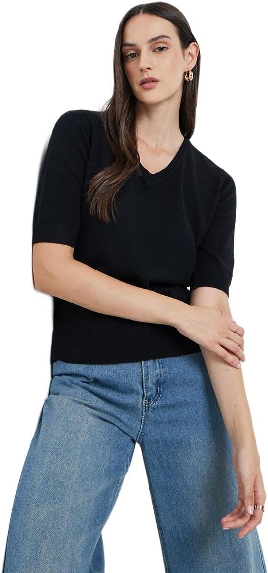 Styli Women Solid Knitted V-Neck Top - 5 Styli Women Solid Knitted V Neck Top