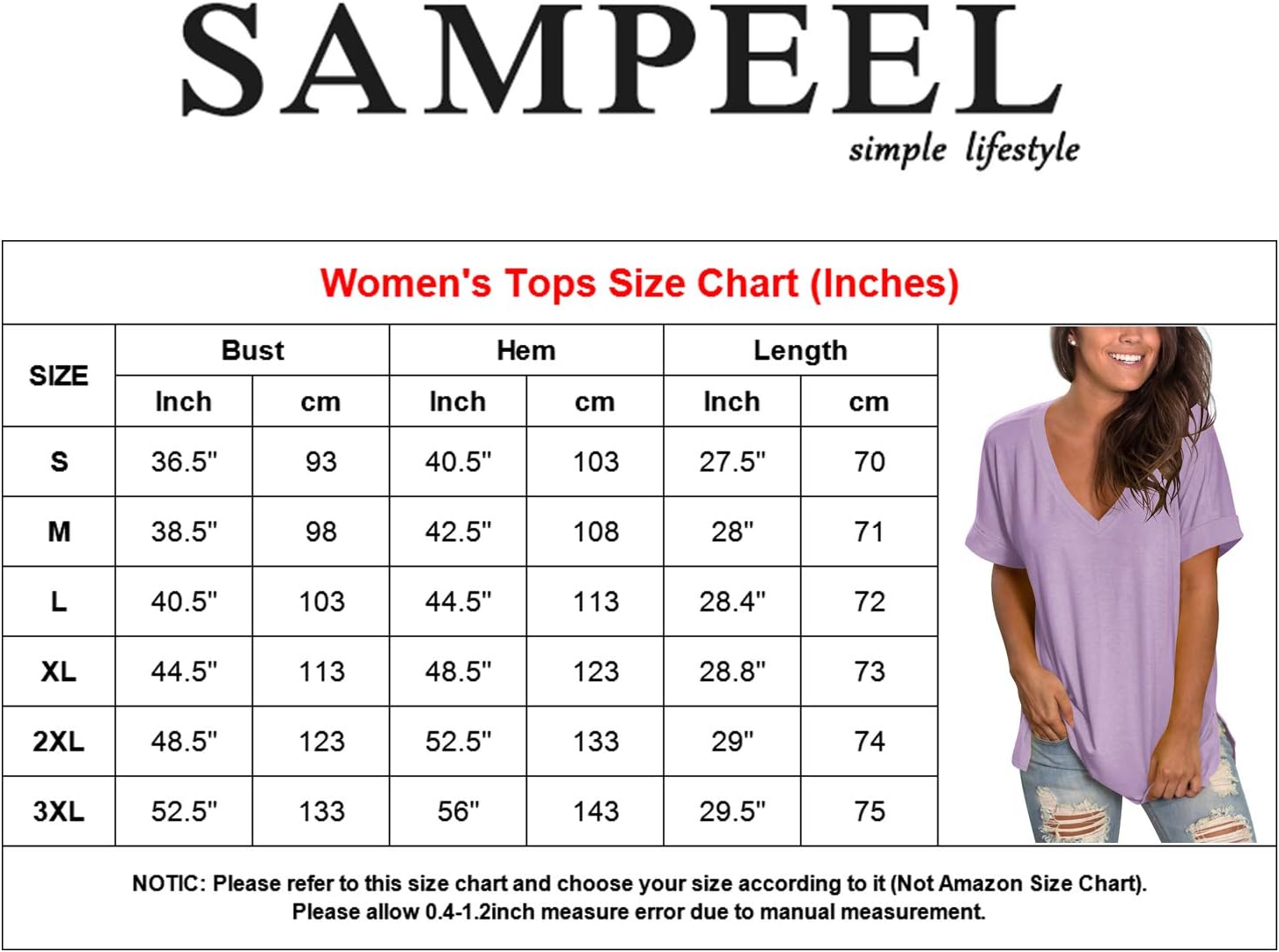 1785663736 تي شيرت SAMPEEL نسائي برقبة على شكل حرف V وأكمام ملفوفة على الجانب مقسوم