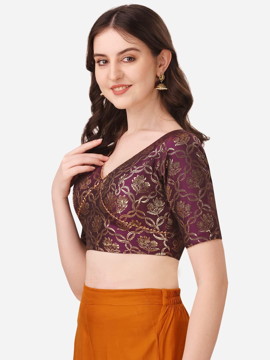 Oomph! Women Zari V neck Blouse (pack of 1) 11 1786188003 Oomph Women Zari V neck Blouse pack of 1