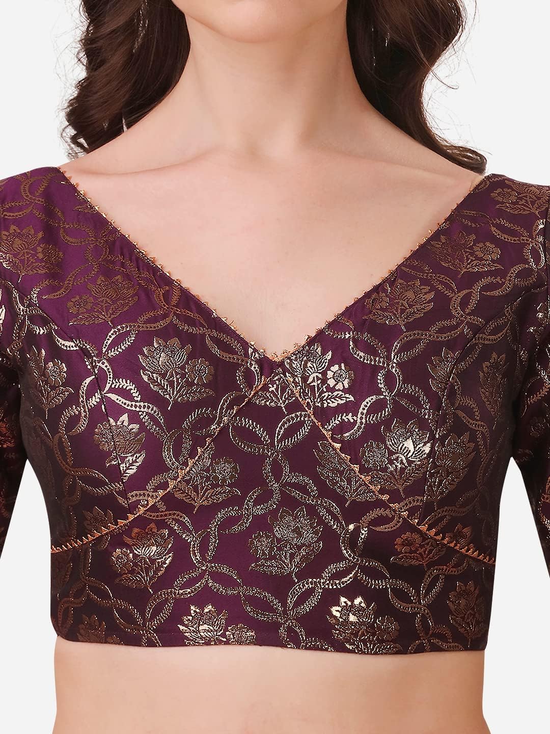 Oomph! Women Zari V neck Blouse (pack of 1) 13 1786188013 Oomph Women Zari V neck Blouse pack of 1