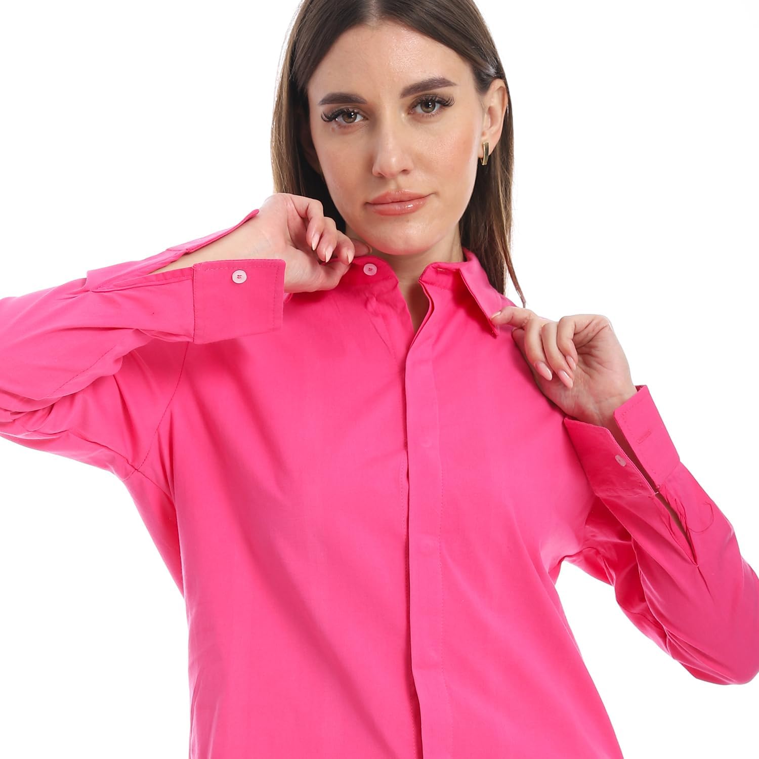 قميص سادة بأكمام طويلة وأزرار للنساء من اندورا، تصميم غربي- 37S24W30338 9 1786322034 قميص سادة بأكمام طويلة وأزرار للنساء من اندورا، تصميم غربي 37S24W30338