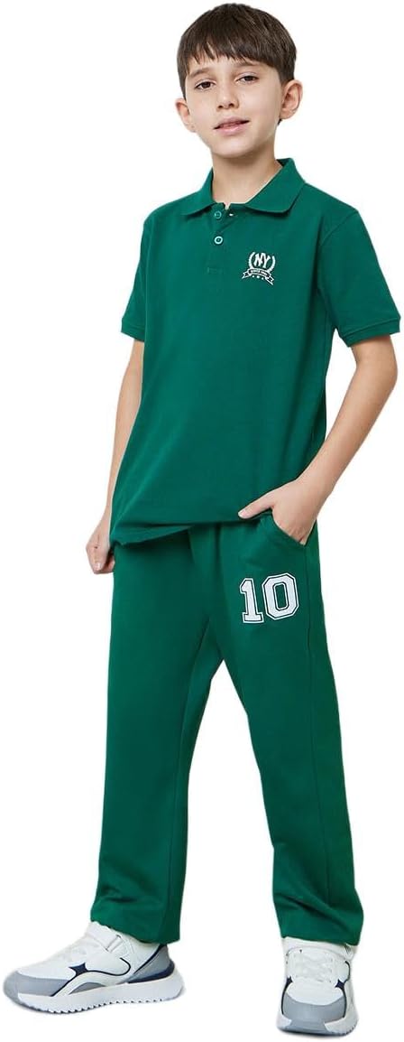 Styli Teen Boys Dark Green Graphic Print Joggers