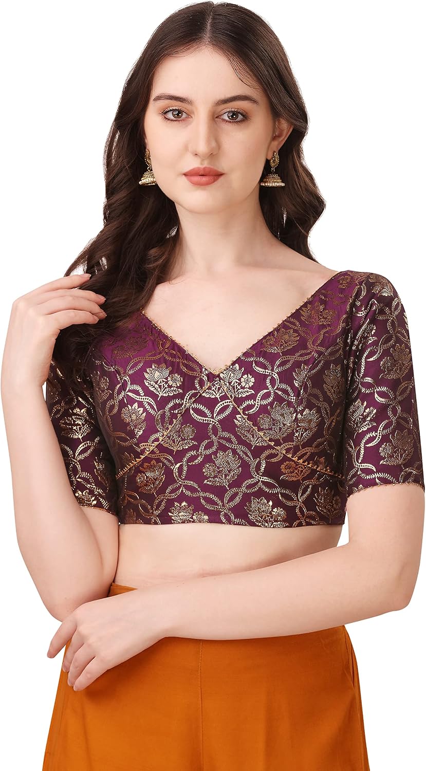 Oomph! Women Zari V neck Blouse (pack of 1) 9 Oomph Women Zari V neck Blouse pack of 1