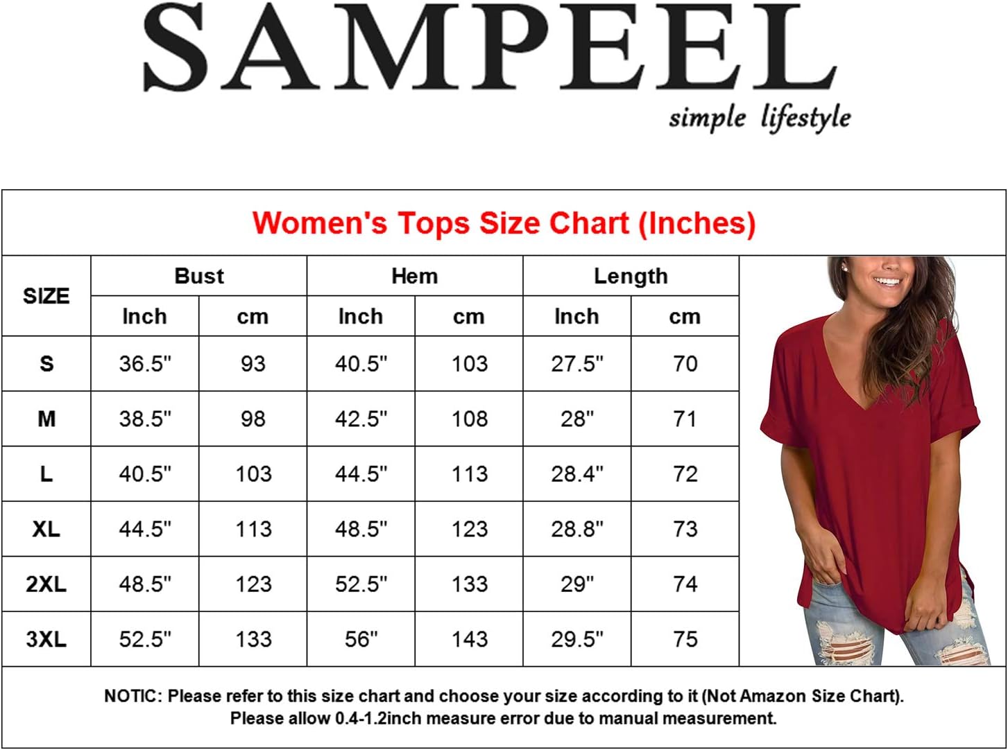 1792551250 تي شيرت SAMPEEL نسائي برقبة على شكل حرف V وأكمام ملفوفة على الجانب مقسوم
