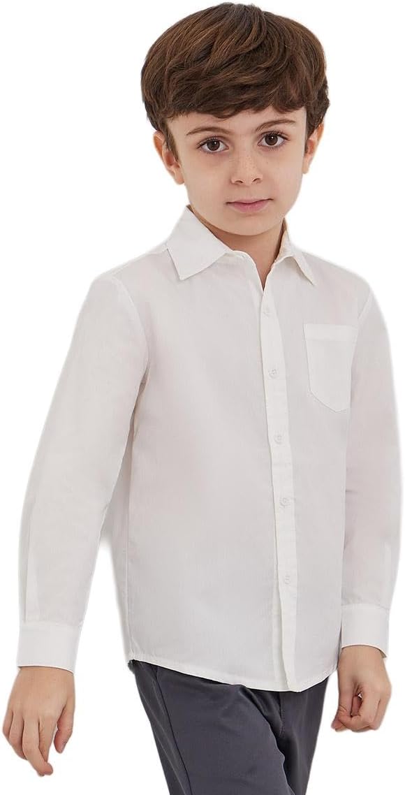 قميص بأكمام طويلة وجيب للأولاد من ستايلي بلون أبيض (Off White)